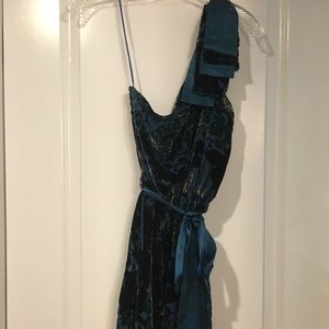 Velvet teal patterned dress